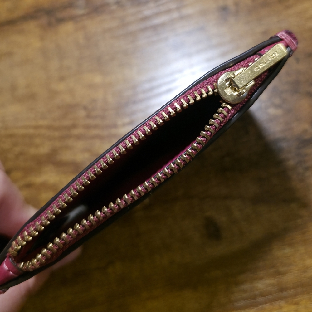 Coach Refined Calf Leather Zip Card Case In Hyacinth Rare - Picture 4 of 6